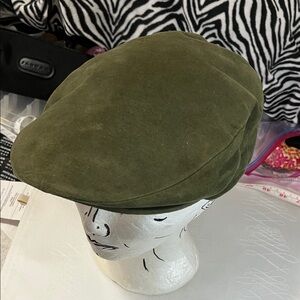 Men's Olive Suede Flat Cap